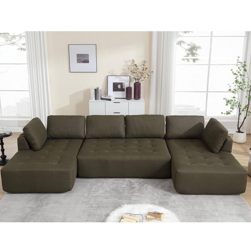 138.5 "Modular Combination Sofa U-shaped Sofa - Green