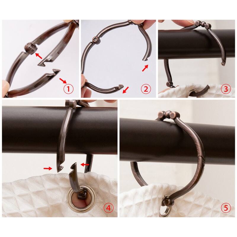 Utopia Alley Rustproof Zinc Shower Curtain Rings for Bathroom, Set of 12