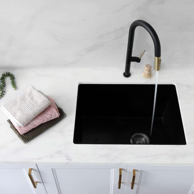 STYLISH 25 inch Single Bowl Dual Mount Composite Granite Utility Sink