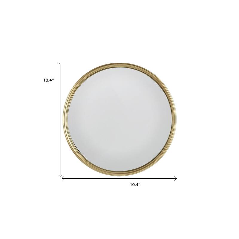 HomeRoots 10" Gold Round Iron Textured Framed Accent Mirror - 10.4' X '10.4' X '1.2