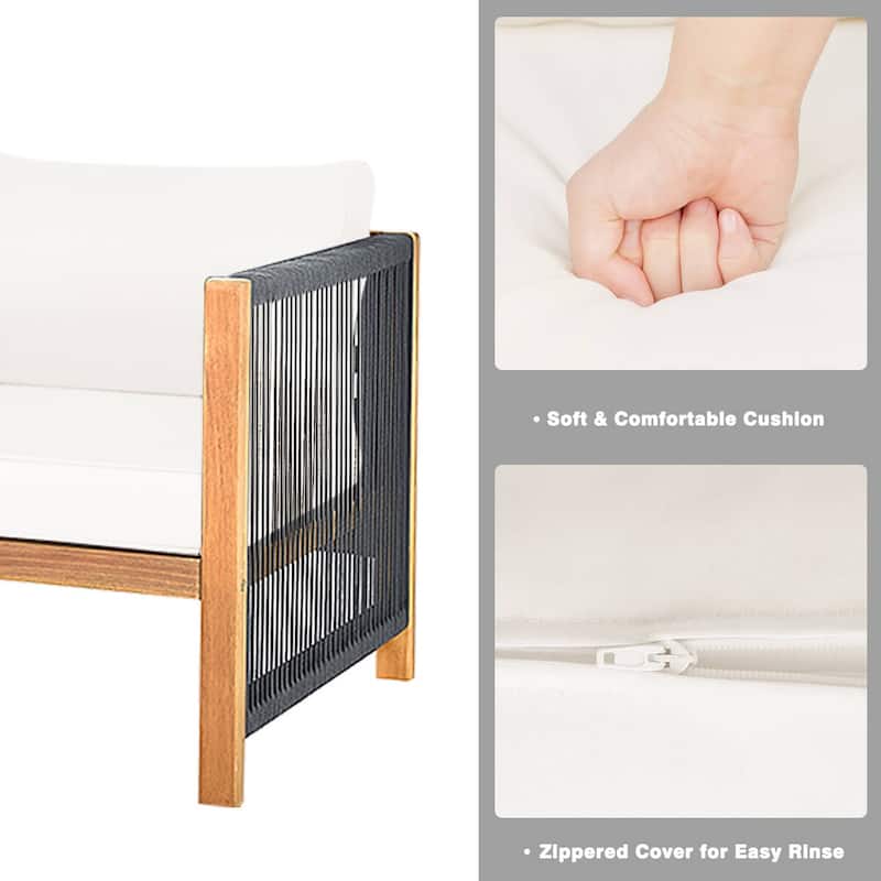 Costway 8 PCS Wood Outdoor Patio Furniture Set with Cushions White Red - See Details