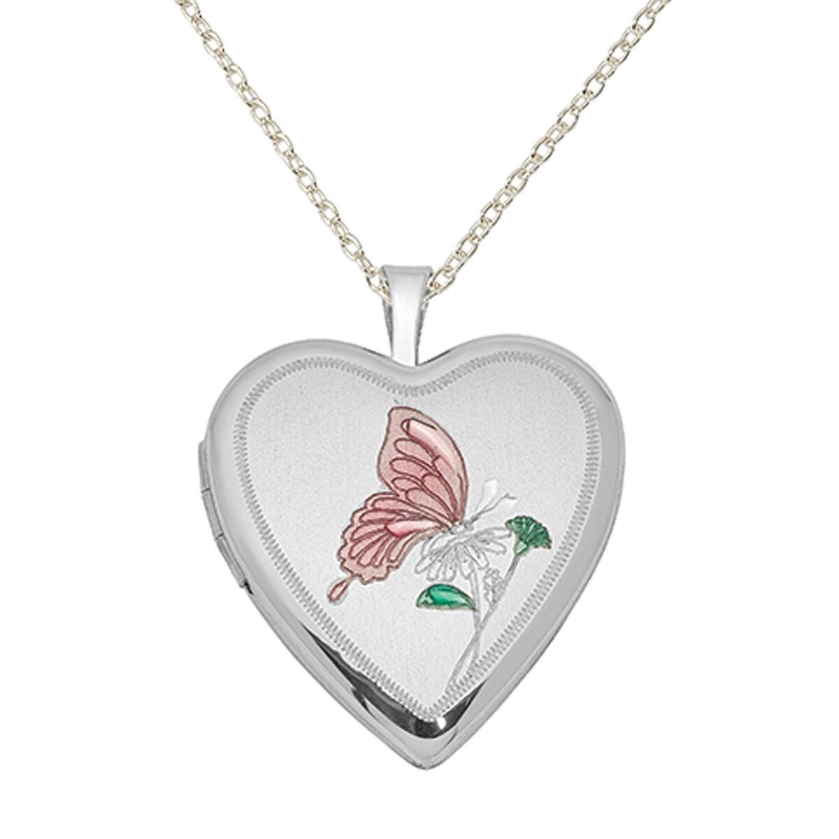 925 Sterling Silver Rhodium-plated Polished & Brushed Finish Butterfly Charm Pendant
