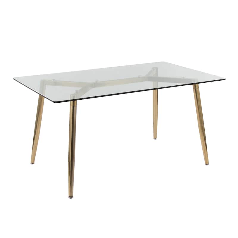 Clara Dinette Table in Gold Metal and Clear Glass