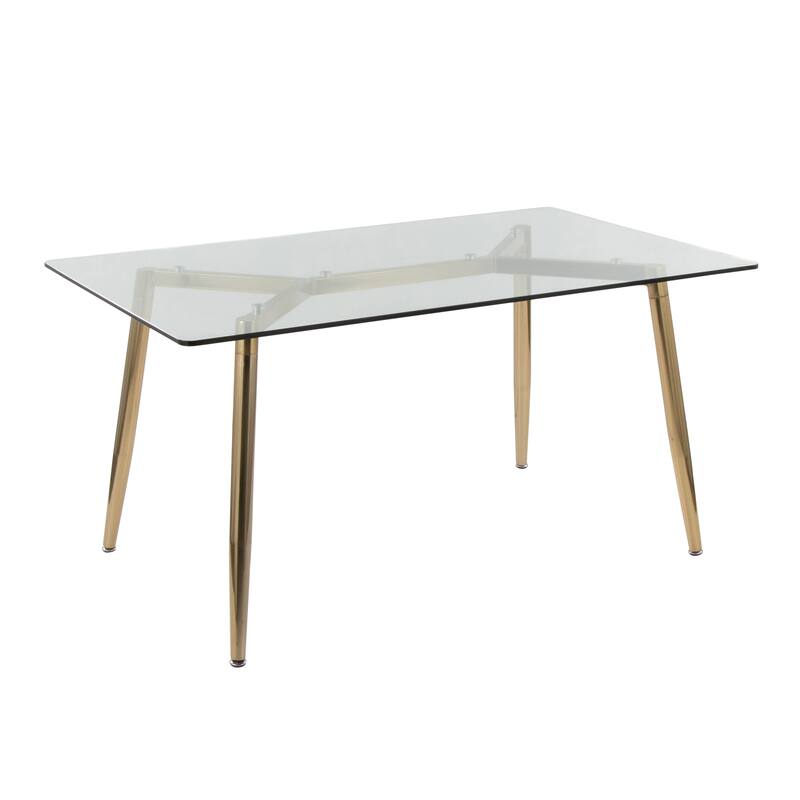 Silver Orchid Barton Dining Table in Gold Metal and Clear Glass