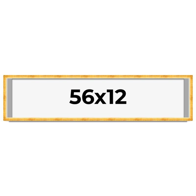 56x12 Shadow Box Frame Gold | 1.625 Inches Deep Real Wood Traditional