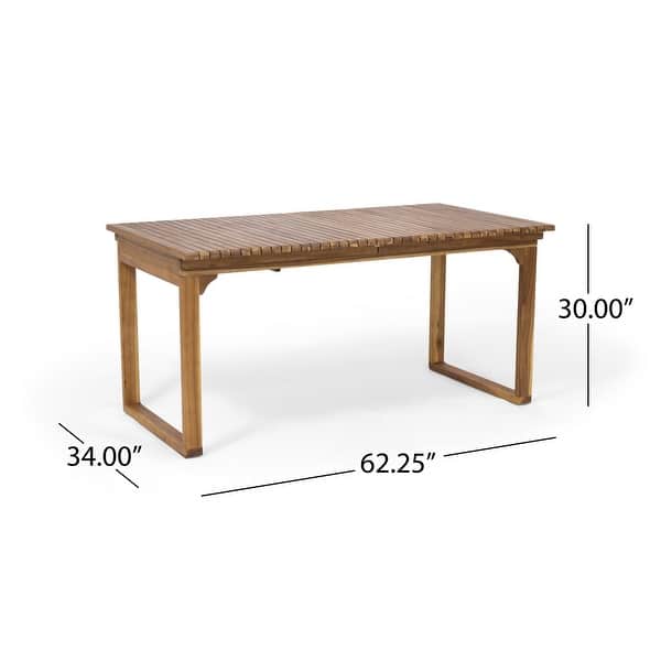 dimension image slide 5 of 6, Sorrento Acacia Wood 9-piece Expandable Table Outdoor Dining Set by Christopher Knight Home