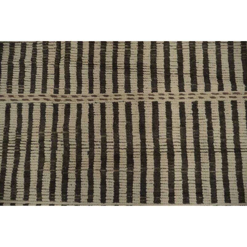 Hand Knotted Oriental 100% Wool Carpet Modern All-Over Beige & Ivories Moroccan Area Rug - 12' 4'' X 8' 10''