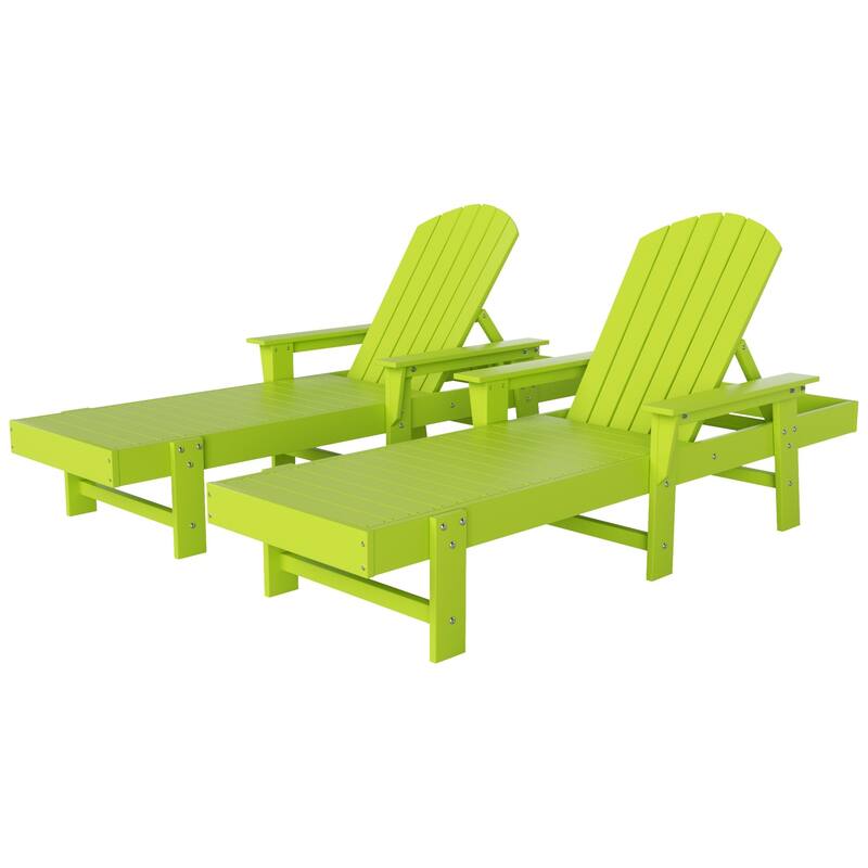 Polytrends Altura Poly Eco-Friendly All Weather Reclining Chaise Lounge with Arms (Set of 2)