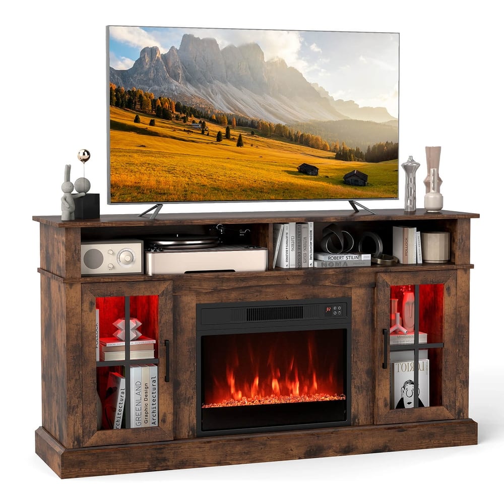 Costway 58" Fireplace TV Stand with LED Lights Entertainment Center - See Details
