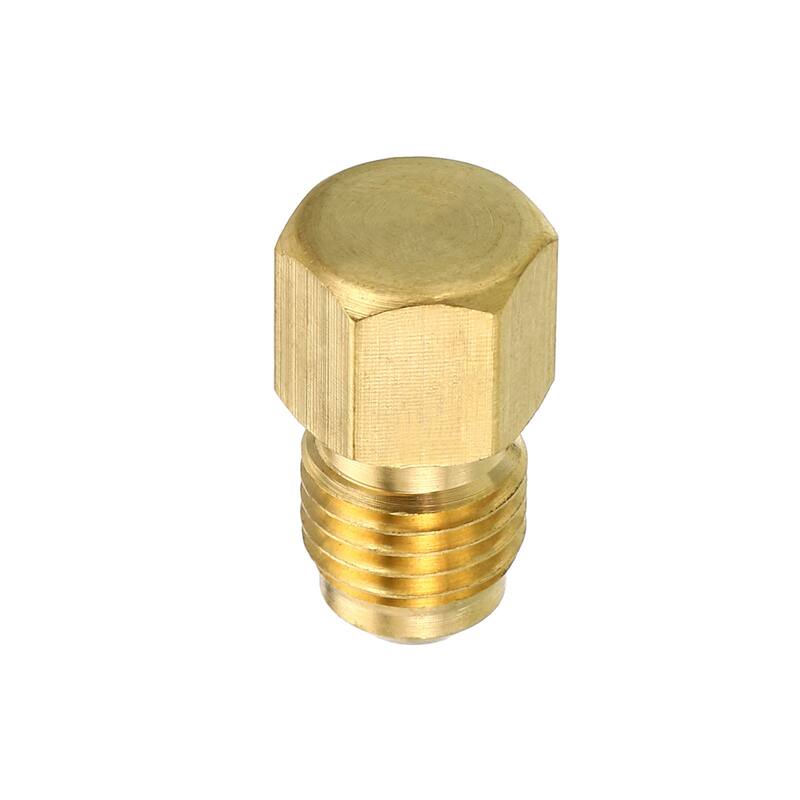 Brass Flared Plug, 5 Pack SAE Flare Tube Fitting 45 Degree Fittings - Brass Tone