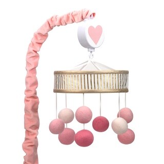 Lambs & Ivy Layla Pink/Gold Pom Pom Musical Baby Crib Mobile