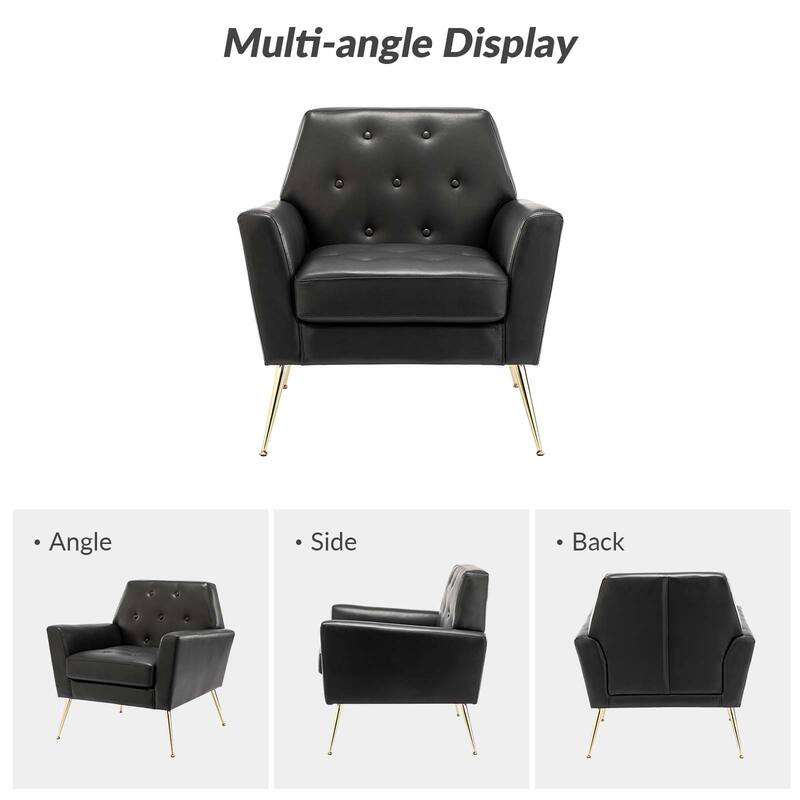 Mavortius Vintage Design Armchair with Button-tufted Back Set of 2 with Gold Legs