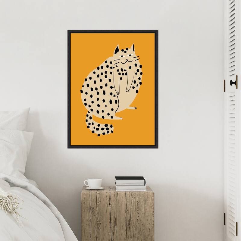Spotted Cat Delight by Little Dean Framed Canvas Wall Art