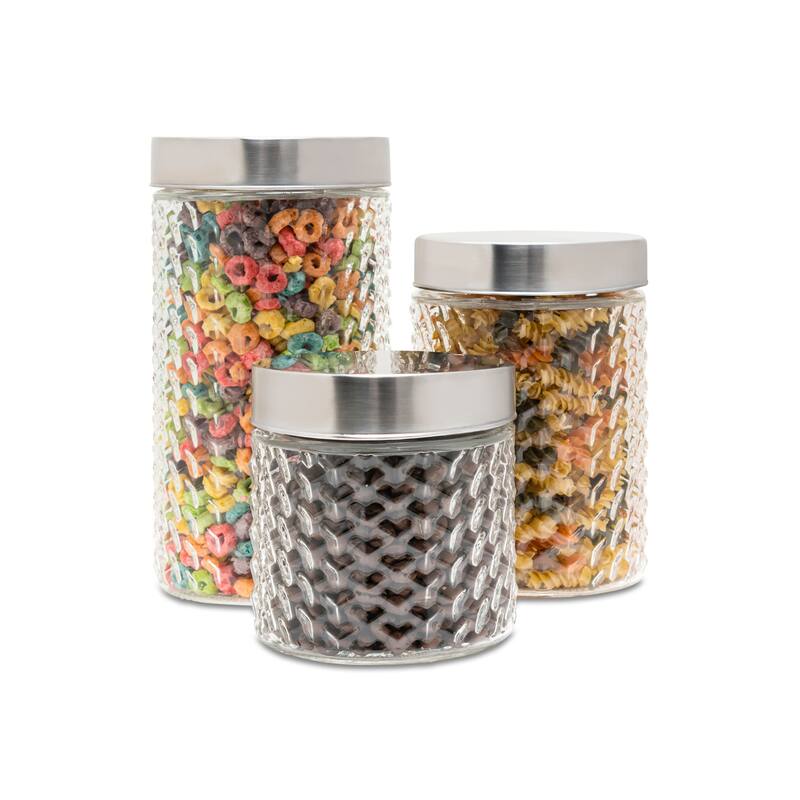weave round 3pc canister set 59oz, 44oz, 30oz 8.66"