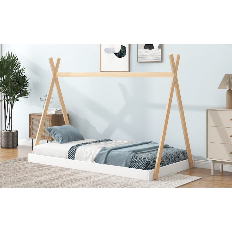 Wood Tent Floor Bed with Triangle Structure