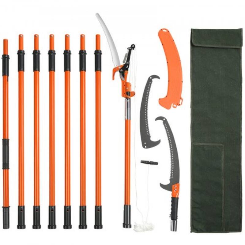 27 Feet Extendable Tree Pruner Pole Saw with Sharp Steel Blade and Scissors Ideal for High Branches and Trimming - 7.3-27 ft