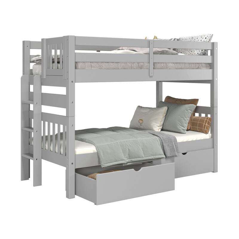Taylor & Olive Trillium Twin over Twin Bunk Bed with Ladder, 2 Drawers