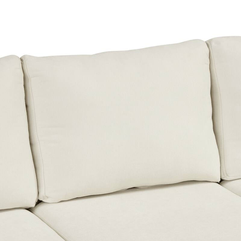 124.8" Chenille L-Shaped Sectional Sofa Bed with USB Ports, Power Sockets and 2 Pillows