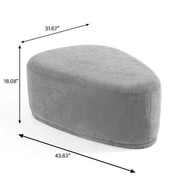 dimension image slide 1 of 3, 43" Rounded Triangle Upholstered Ottoman, Oversize Fabric Ottoman Footstool