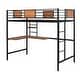 preview thumbnail 8 of 13, Twin Metal Loft Bed with Shelves, 2 built-in ladders and Desk, Black