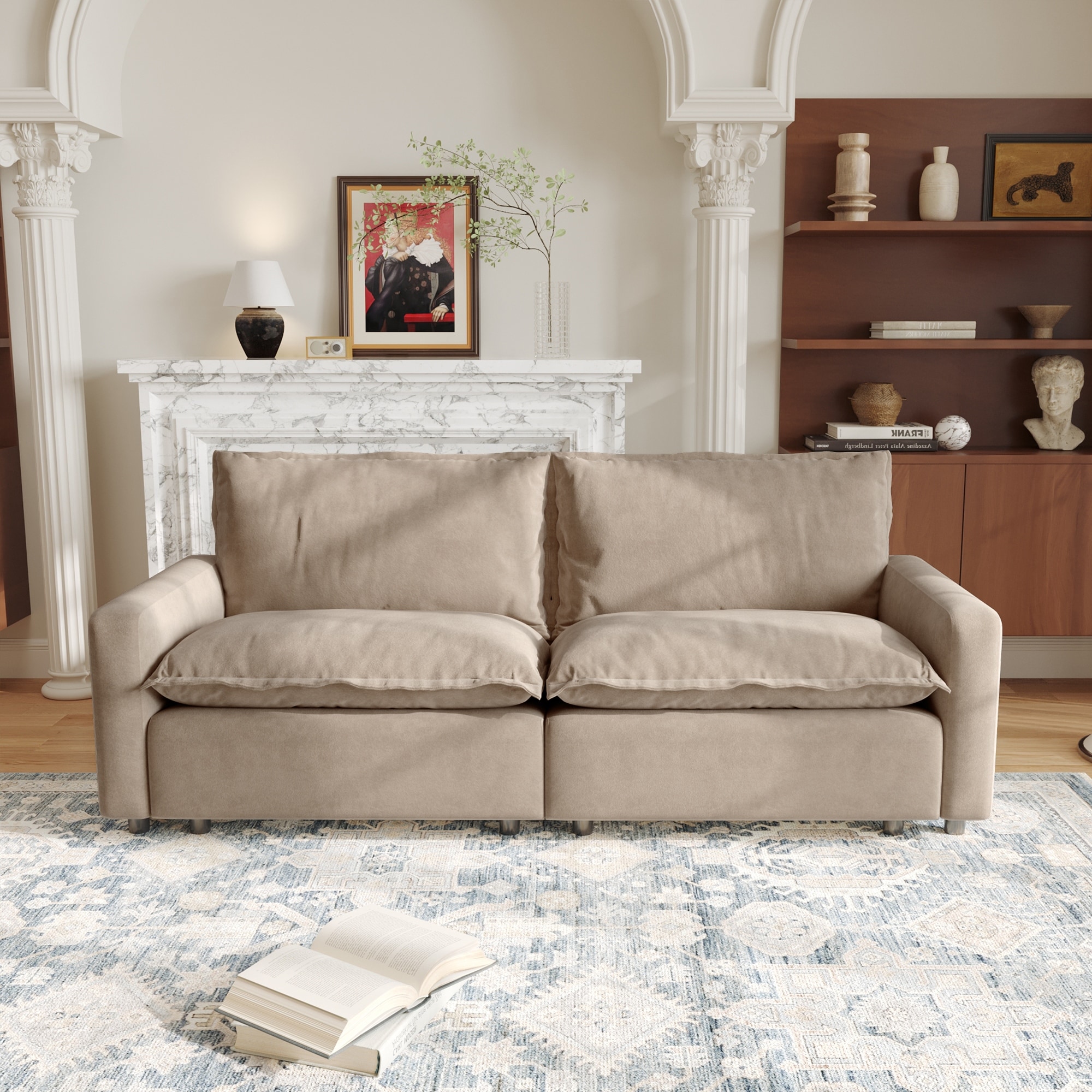 2-Seater Upholstered Cloud Couch Modular Sectional Sofa for Living Room and Bedroom