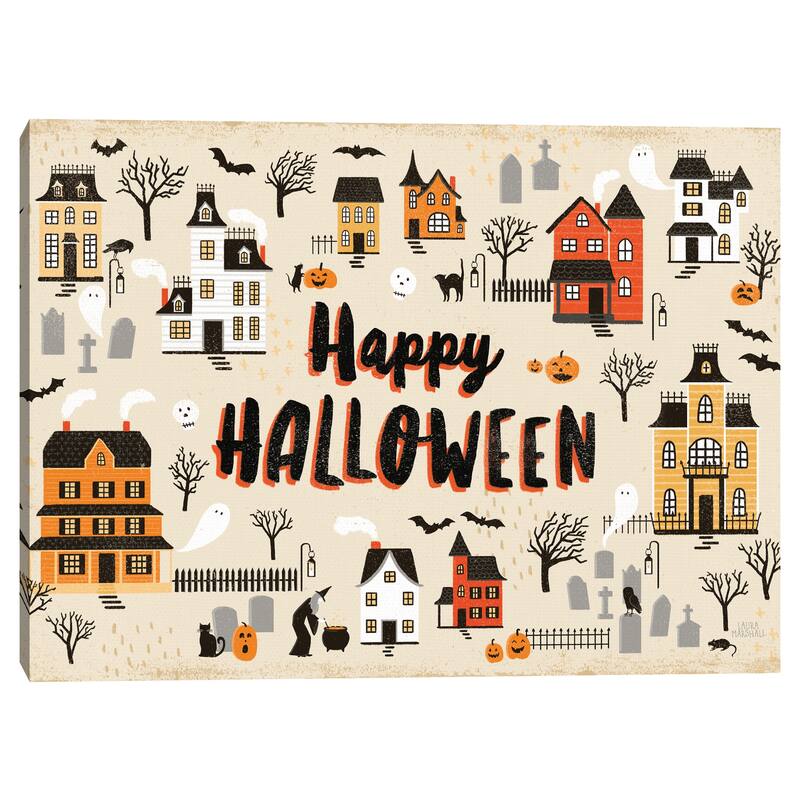 Spooky Village I Cream Canvas Art Print