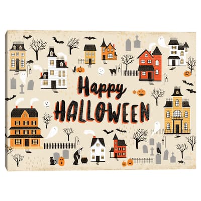 Spooky Village I Cream Canvas Art Print