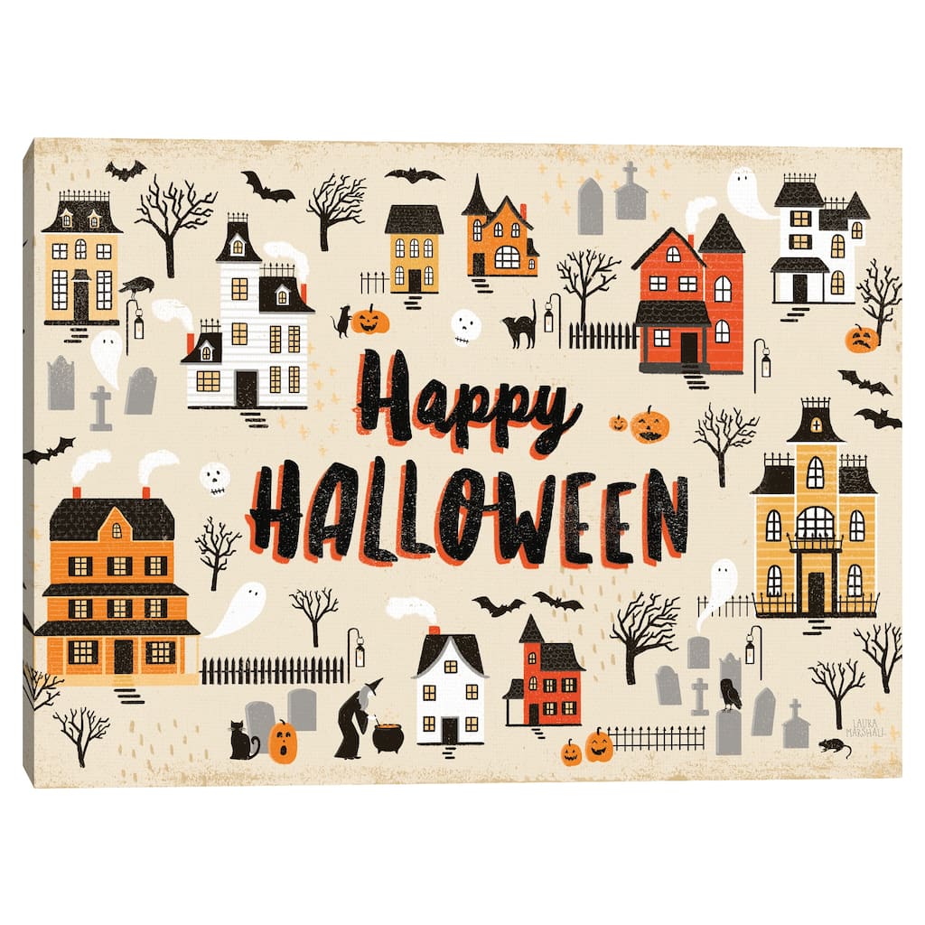 Spooky Village I Cream Canvas Art Print