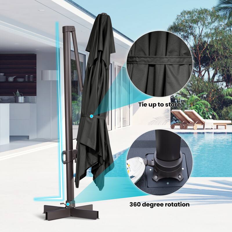 Outdoor 10X13 FT Dual Top Patio Cantilever Umbrella with Rod Base