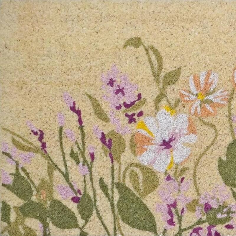 HomeRoots 18" X 40" Brown Green And Purple Floral Outdoor Coir Door Mat - 18.00' X '40.00