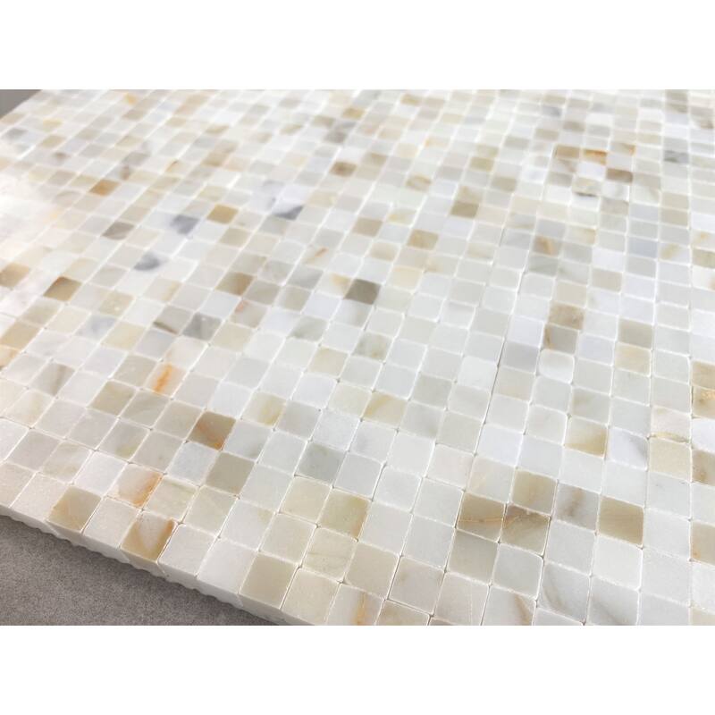3/8 x 3/8 Grid Groutless Marble Mosaic Tiles