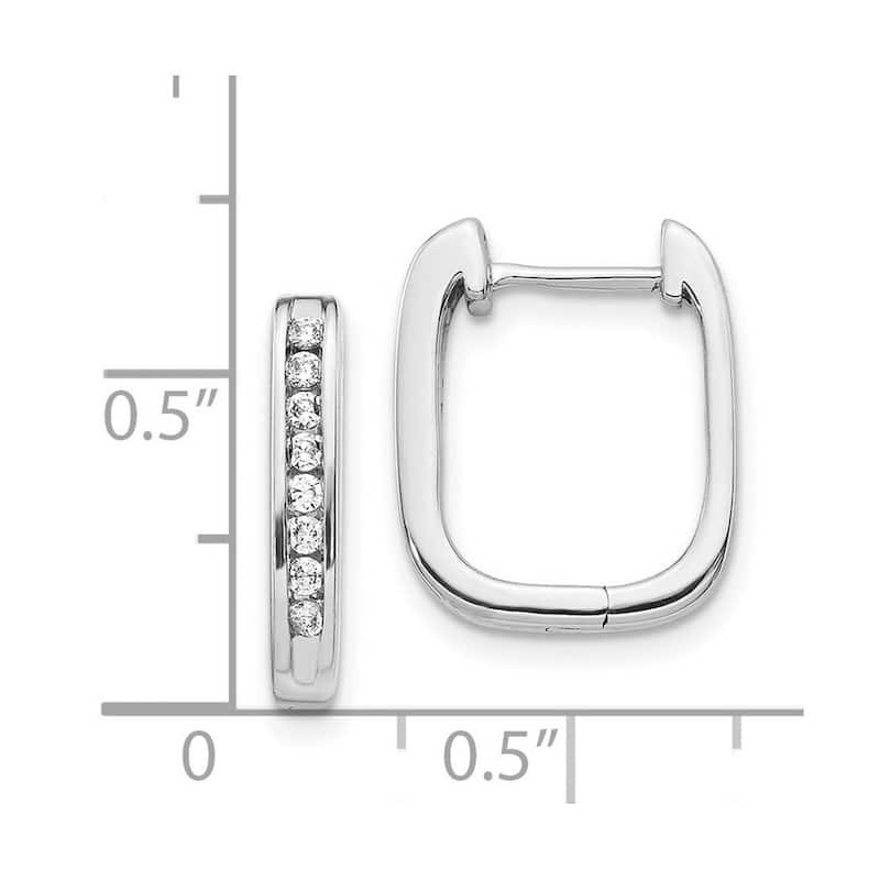 Curata 14k White Gold Diamond Hinged Hoop Earrings - 15x13mm Wide 2mm Thick