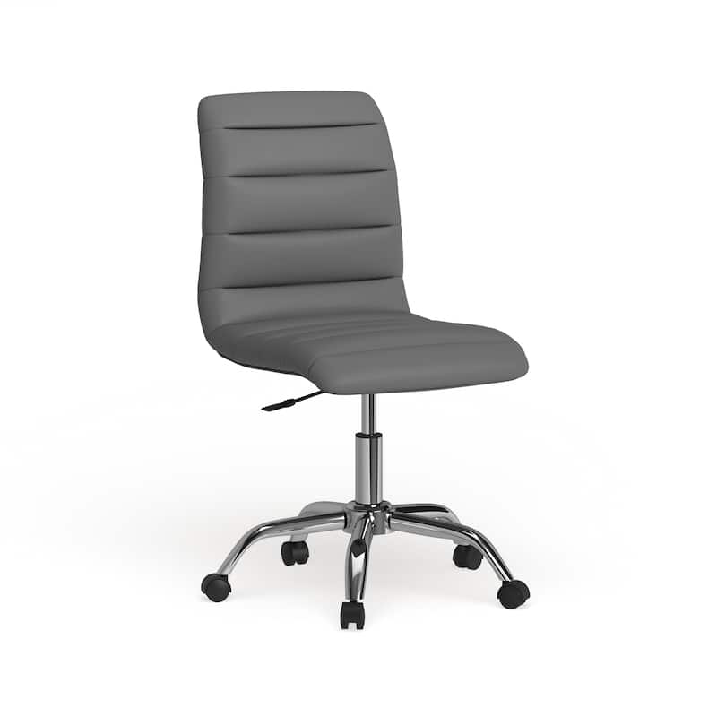 Ripple Armless Mid Back Vinyl Office Chair - Grey
