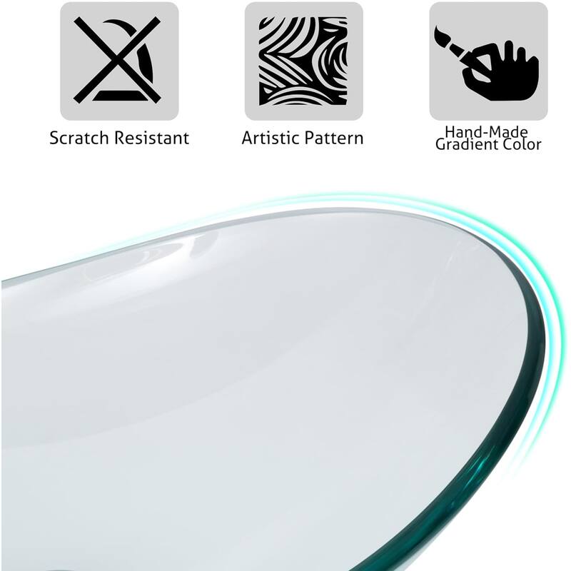 Eclife Modern Bathroom Sink Tempered Glass & Ceramic Artisan Basin for Vanity