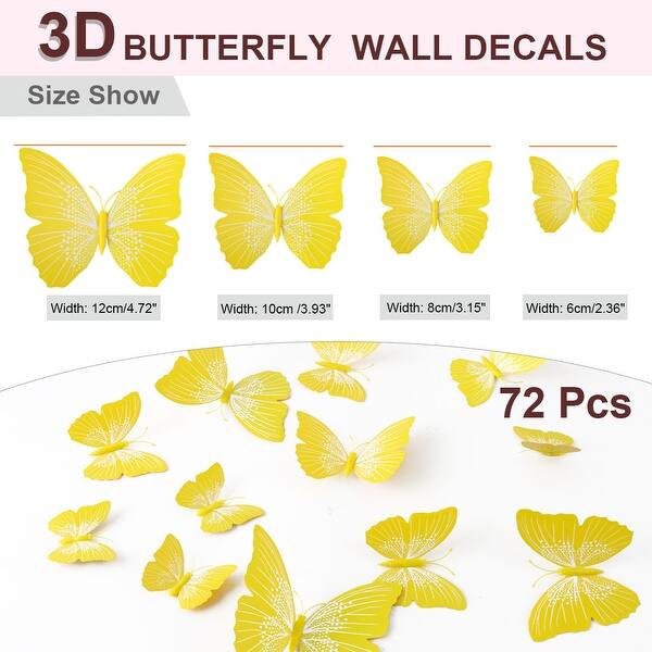 Shop 72pcs 3d Butterfly Diy Decal Sticker Wall Stickers For Home