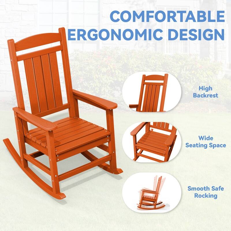 High-Back Oversized Plastic Rocking Chair –Stable & Smooth Glide