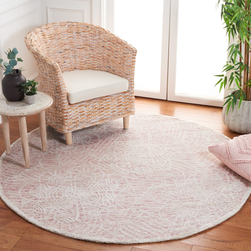 SAFAVIEH Handmade Precious Kaya Rug - 6' Round - Pink/Ivory