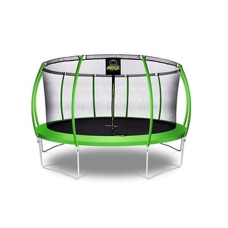 Machrus Moxie Pumpkin-Shaped Outdoor Trampoline Set with Premium Top-Ring Frame Safety Enclosure, 15 FT - Green Apple - 15 FT