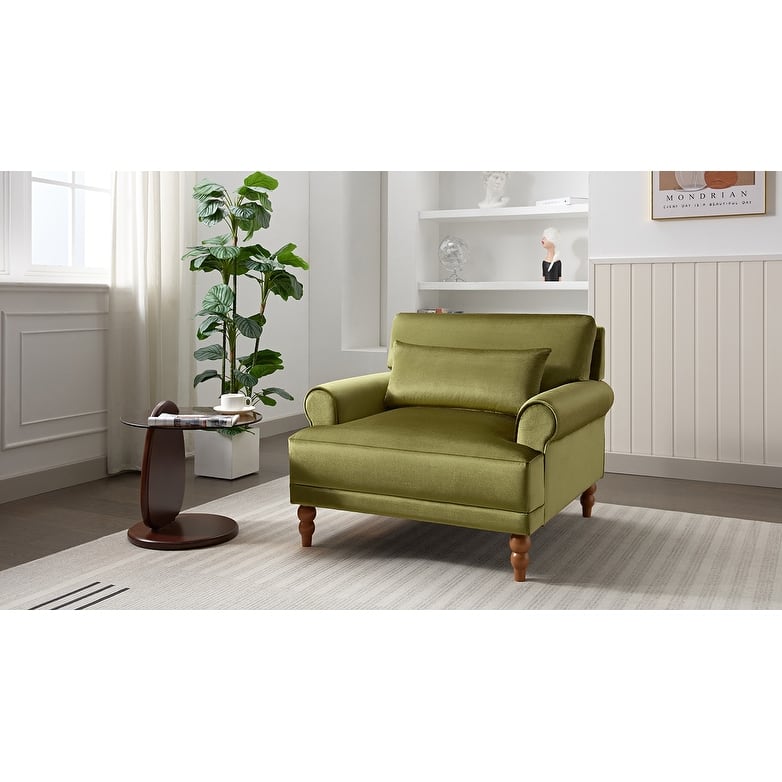 Green 37.8" Velvet Accent Chair