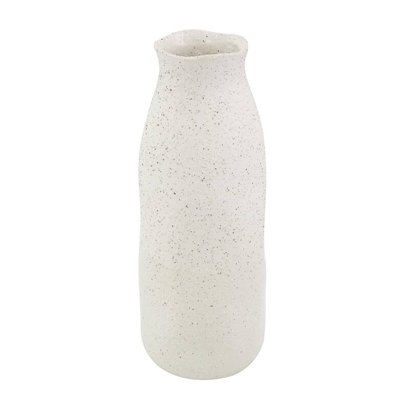 Ceramic Abstract Wavy Decorative Vase with Textured Speckled Detailing - Cream - Roche River Decor