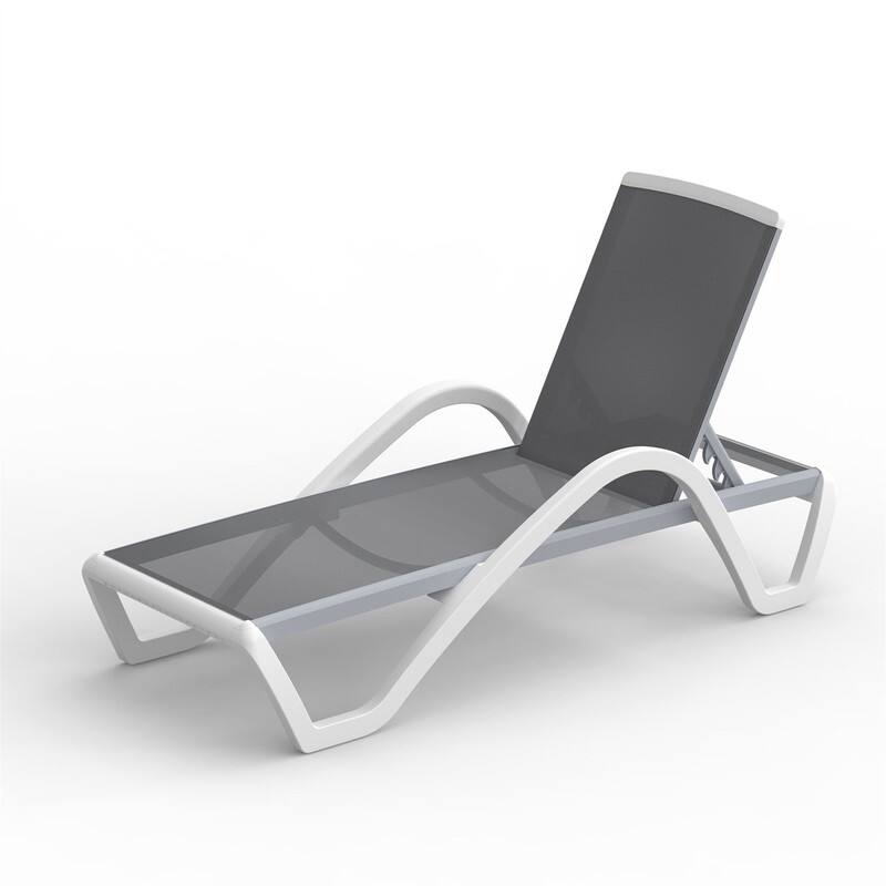 Adjustable Aluminum Chaise Lounge, All Weather Pool Chair with Arms (Gray)