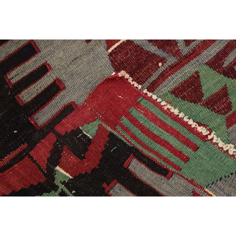 Hand Woven Oriental 100% Wool Carpet Southwestern Tribal Multi-Colored Kilim Area Rug - 9' 10'' X 5' 9''