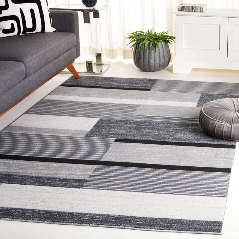 SAFAVIEH Odyssey Pricilla Modern Abstract Rug - 4' x 6' - Dark Grey/Black Ivory