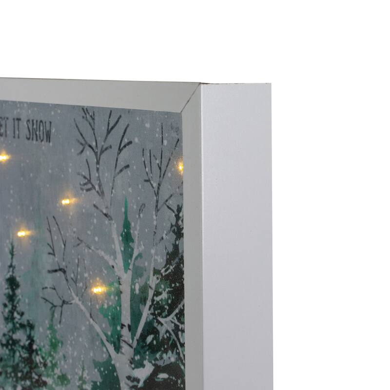 LED Lighted Let it Snow Winter Forest Christmas Canvas Wall Art 10" x 10"
