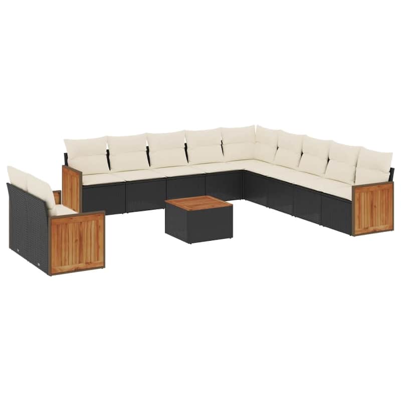 vidaXL Patio Sofa Set with Cushions Outdoor Conversation Furniture Poly Rattan
