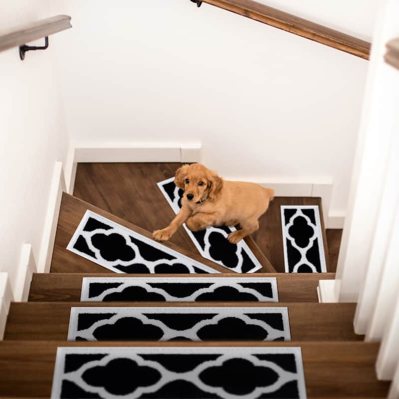 Beverly Rug Stair Treads Carpet Non Slip, Stair Carpet Treads for Wood Stairs Indoor, Trellis, 9''x28''
