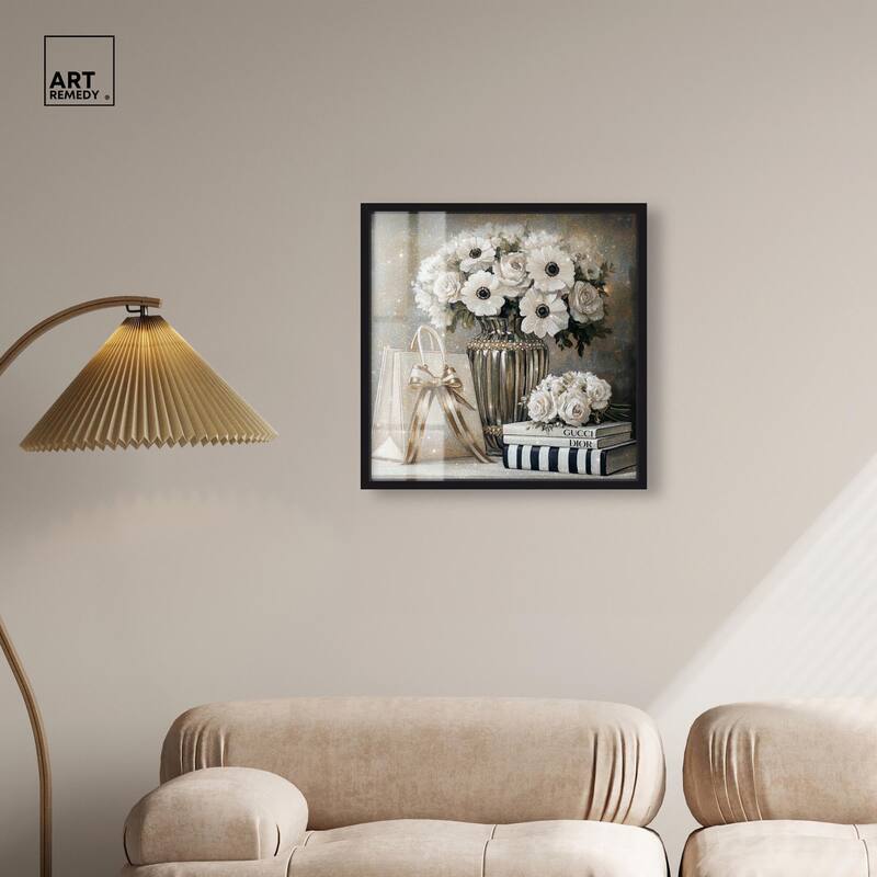 Elegant Flowers Books Neutral Shadowbox by Art Remedy
