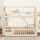 preview thumbnail 18 of 48, Twin Size Solid Wood House Bed with Guardrails for Toddlers