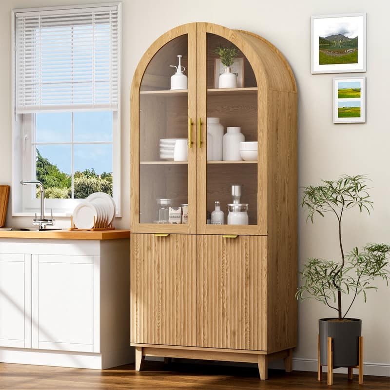 71''Tall Arched Storage Bookcase - Brown