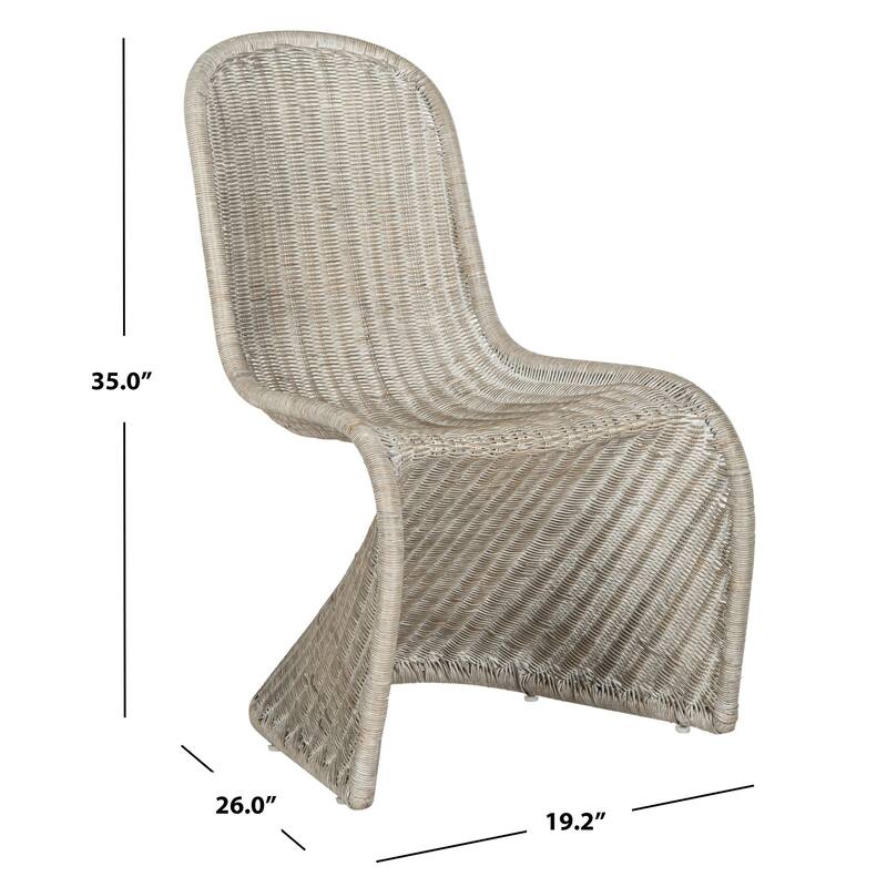 SAFAVIEH Baukje Grey Wicker Dining Chair (Set of 2) - 19Wx26Dx35H